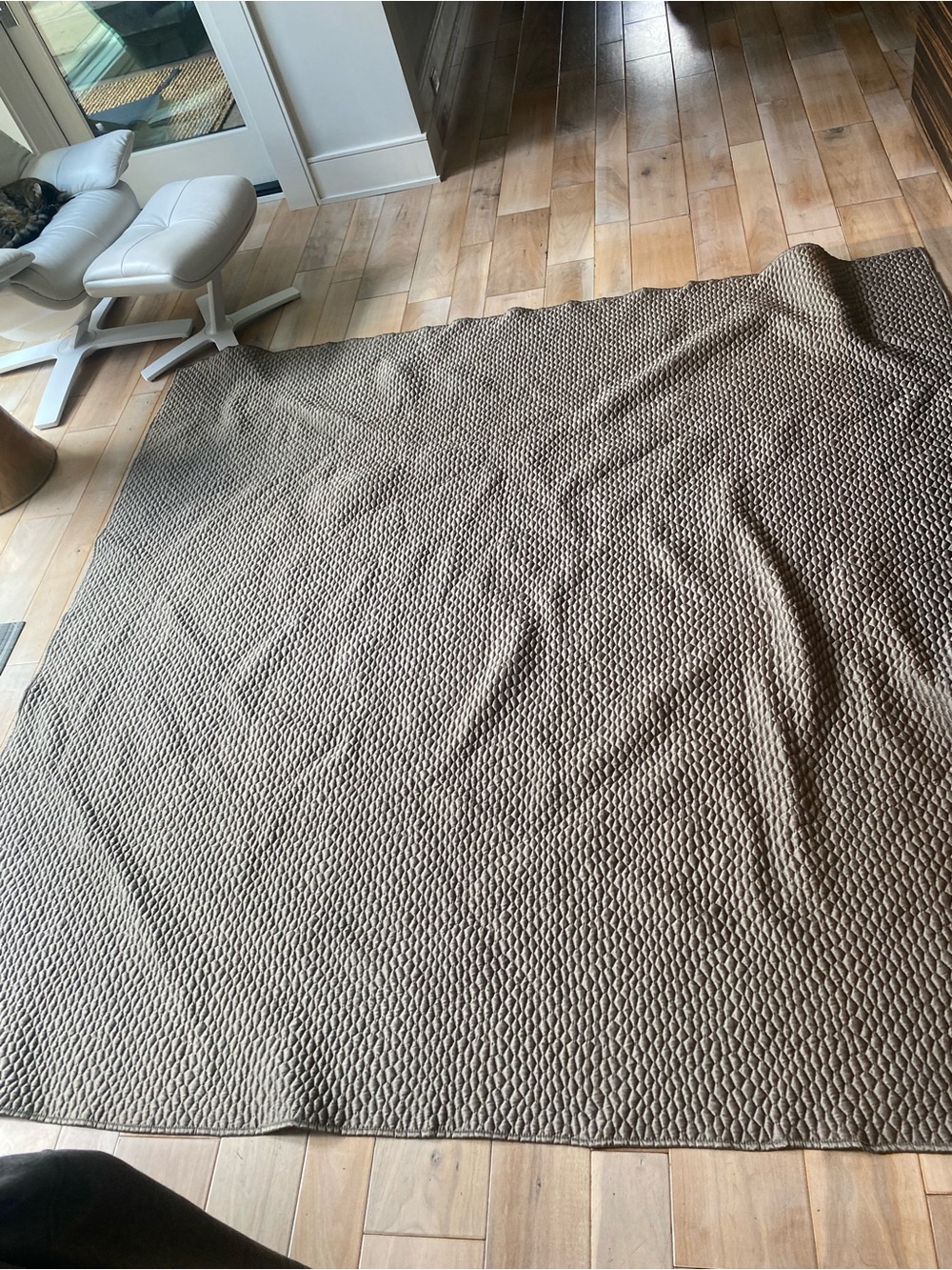 West Elm Textured Quilted Comforter - Taupe Brown Full/Queen